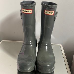 Hunter women's original short gloss dark grey waterproof rain boots